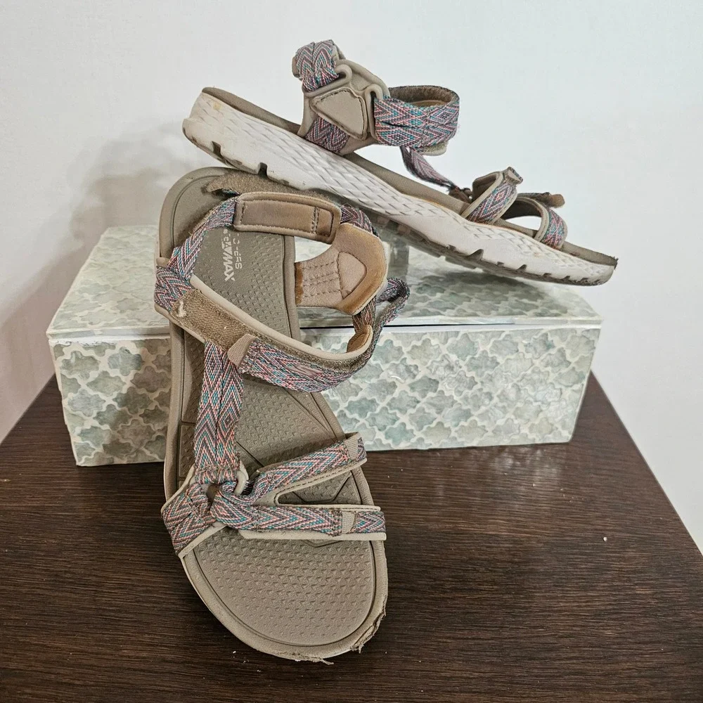 Skechers On-the-Go 600 Brilliancy Sandals Taupe Pink Multi 14644 Womens 10
